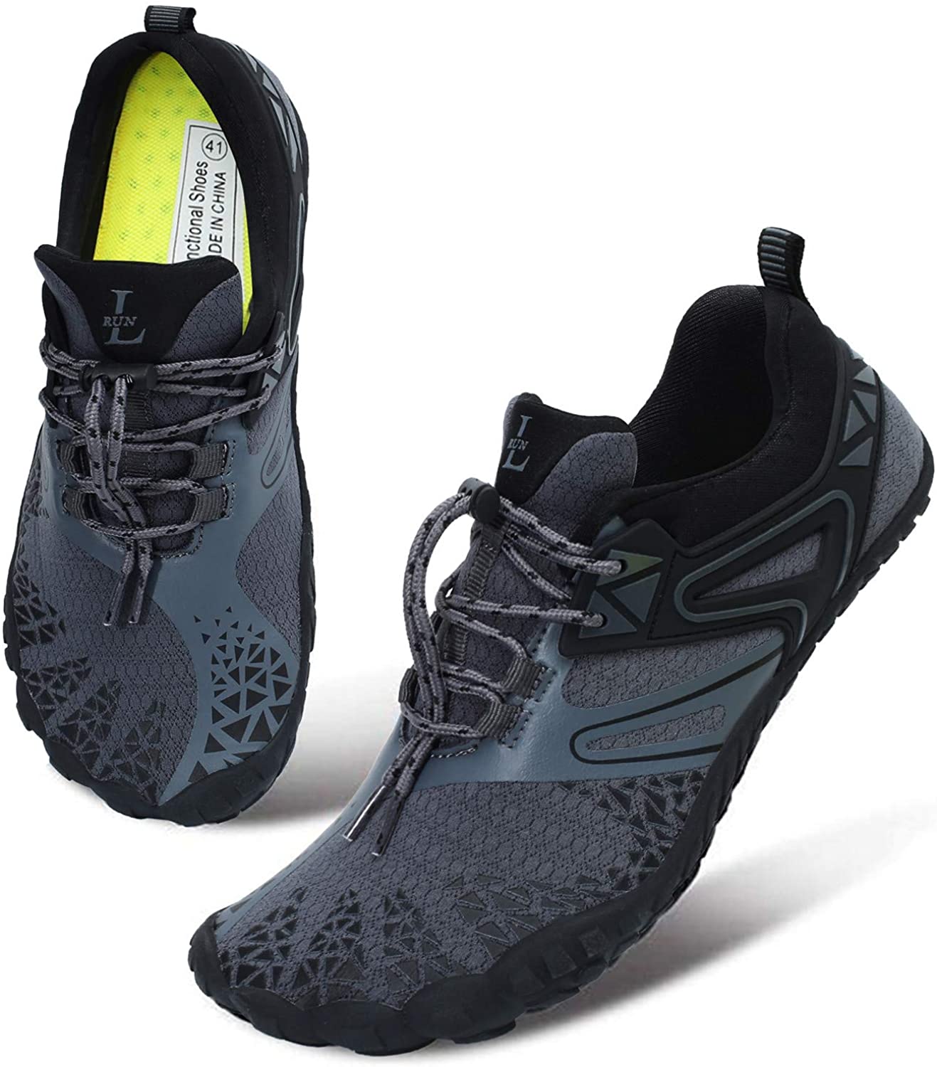 L-RUN Athletic Hiking Water Shoes Mens Womens Barefoot Aqua, G_grey ...