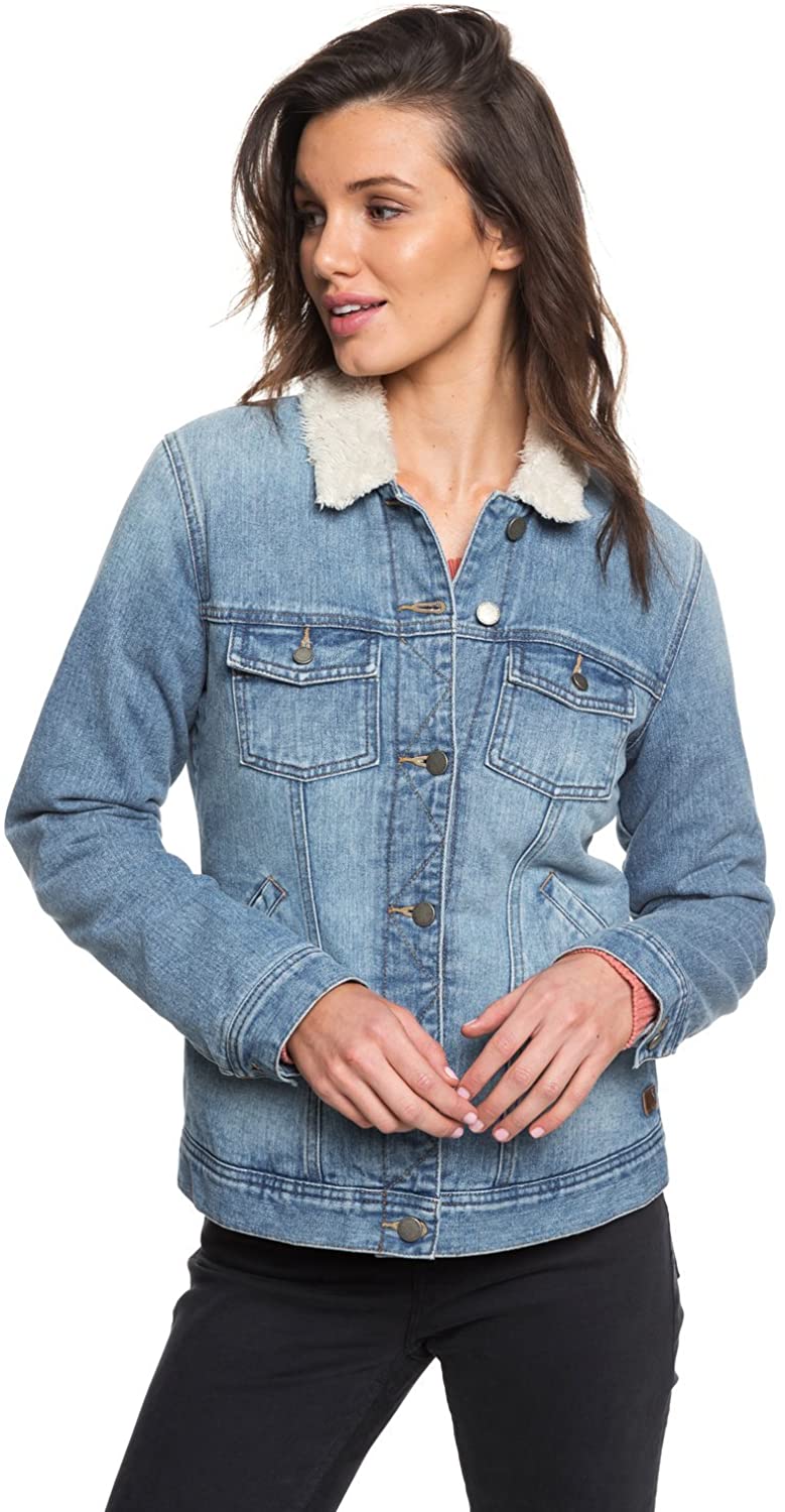 Roxy Womens Sandy SherpaLined Denim Jacket for Women, Retro Blue, Size XSmall