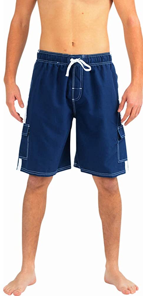 NORTY Mens Swim Trunks - Watershort Swimsuit - Cargo Pockets, Navy 2 ...