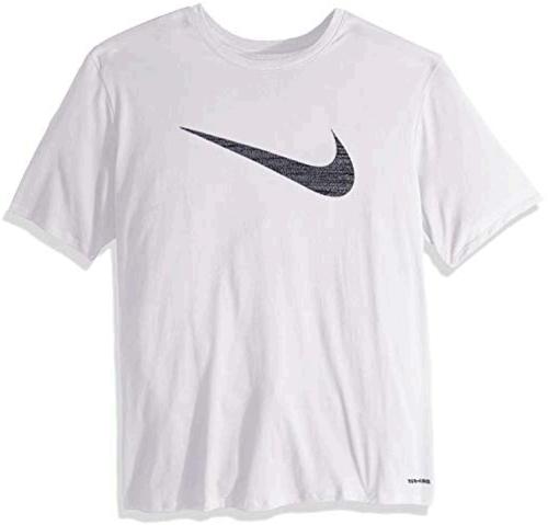 NIKE Men's Dry Swoosh Heather Tee, Black, X-Large, White/White, Size XX ...