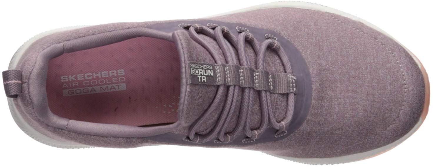 Skechers Womens go run Leather Low Top Lace Up Running Sneaker, Mauve ...