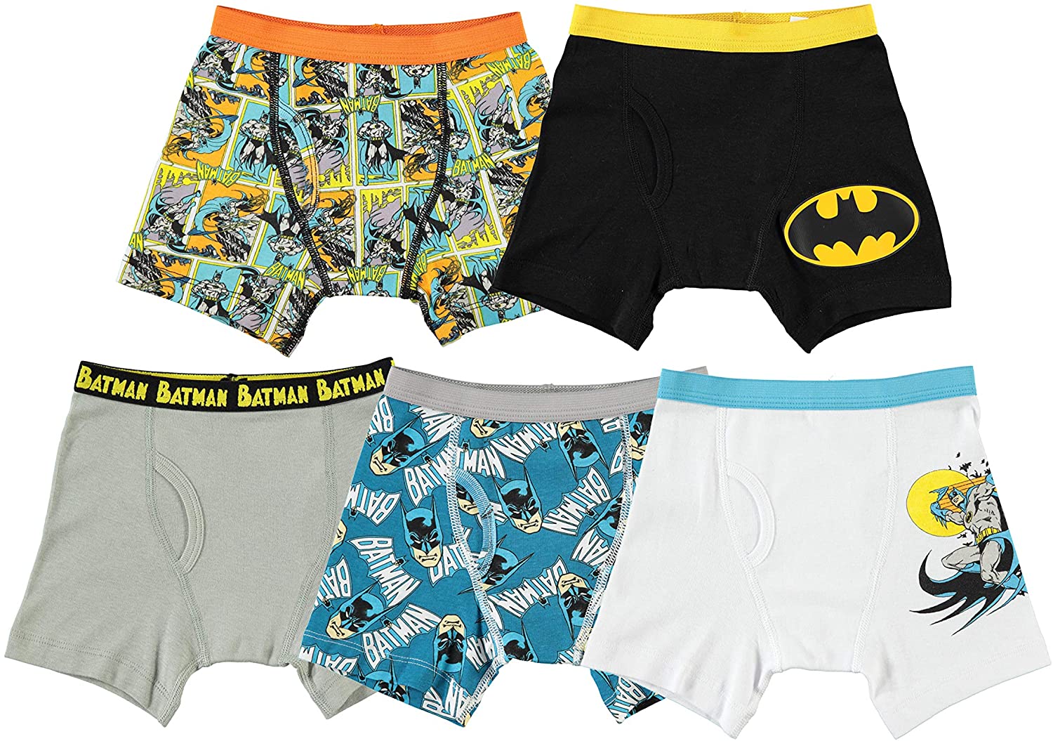 DC Comics Boys' Batman Classic 5pk Boxer Briefs, Batman, Size 4.0 SpWU