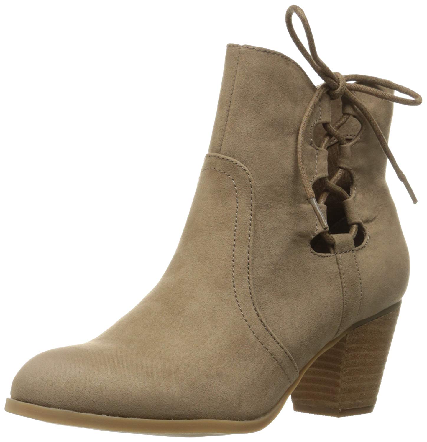 womens ankle booties taupe