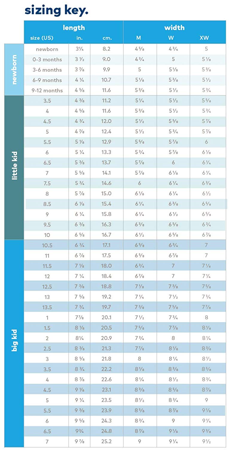 stride rite size chart pdf