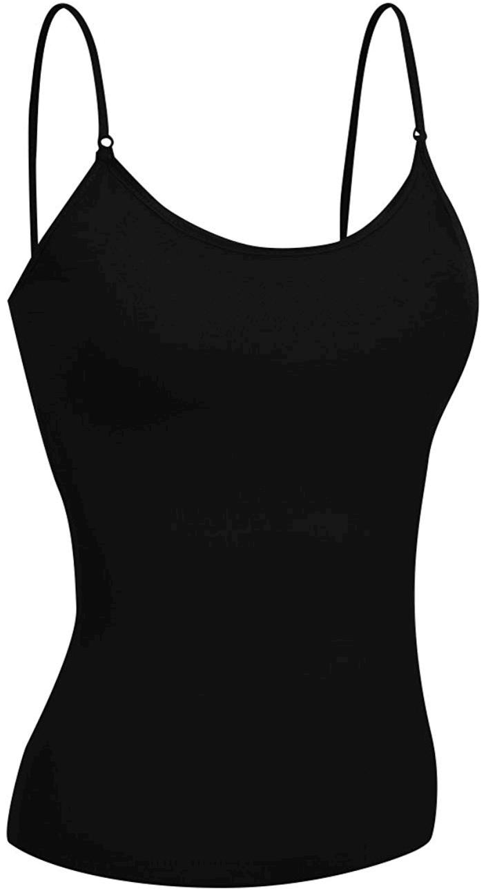 Emmalise Women's Camisole Built in Bra Wireless Fabric Support, Black ...
