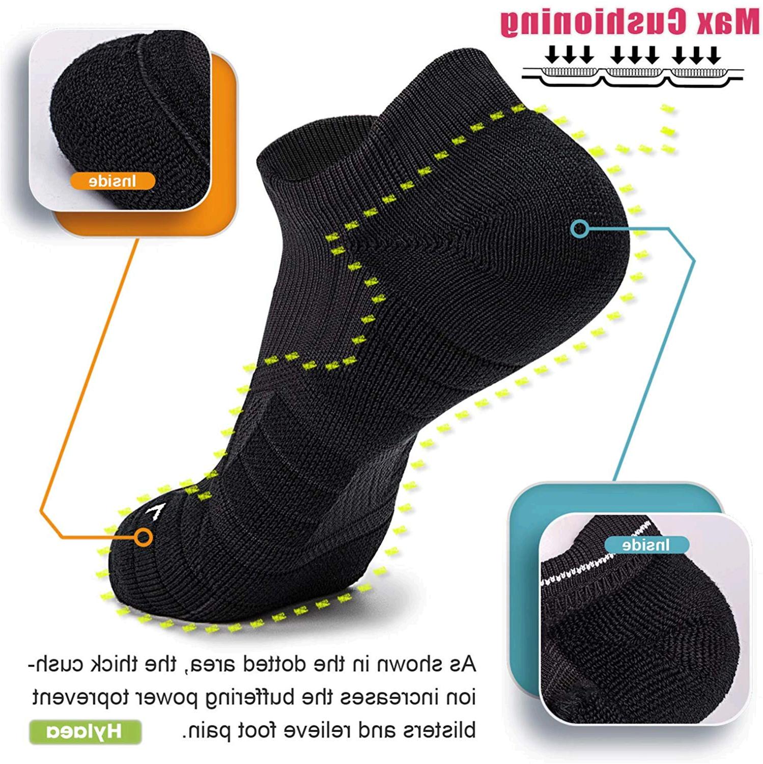 Low Cut Running Socks, Thick Anti Blister Moisture Wicking, Black, Size ...