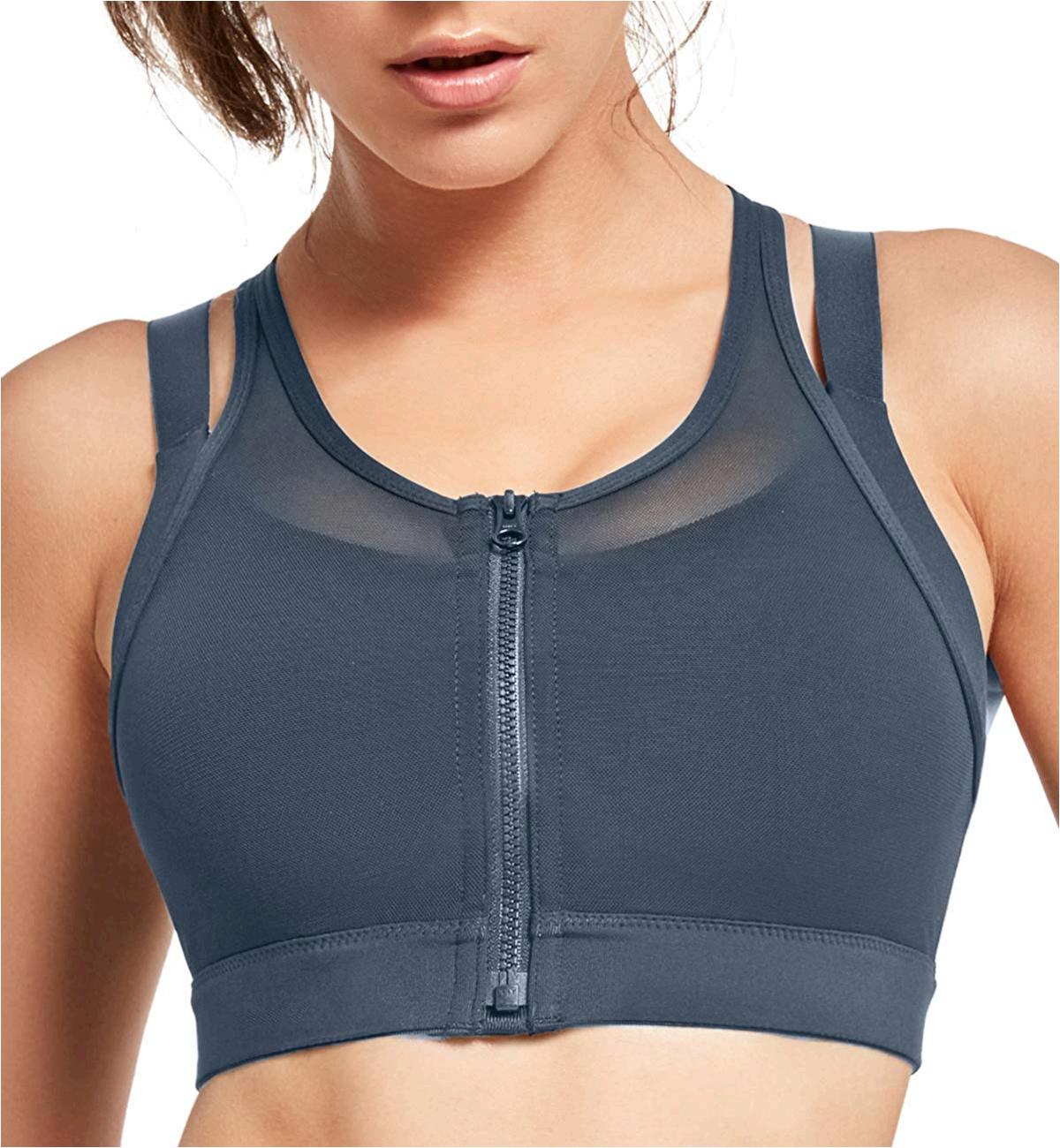 Download Yvette High Impact Women Sports Bra Front, Grey Blue, Size ...