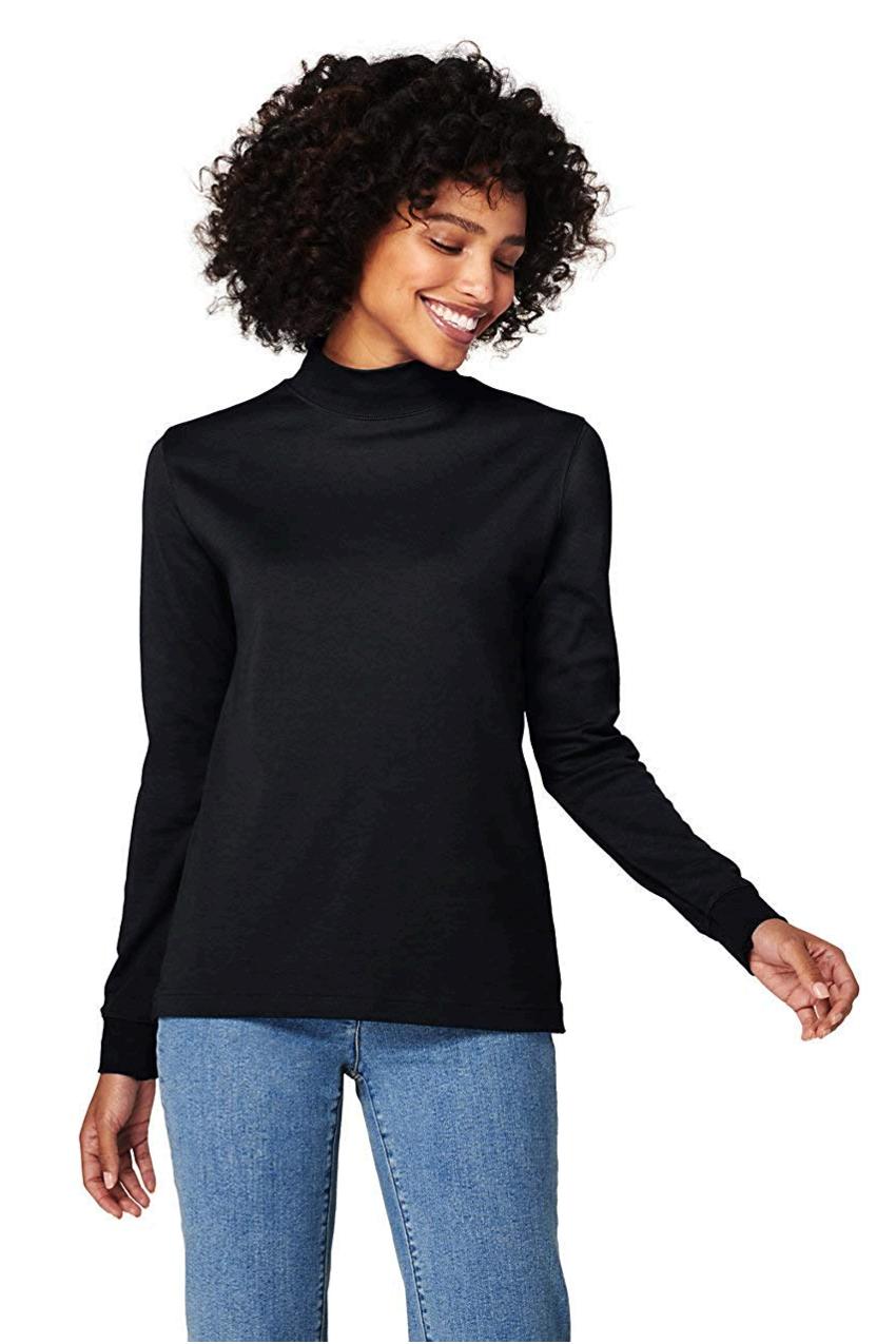 Download Lands' End Women's Petite Relaxed Cotton Mock Turtleneck ...