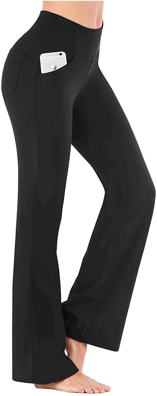 IUGA Bootcut Yoga Pants with Pockets for Women High Waist, Black, Size ...