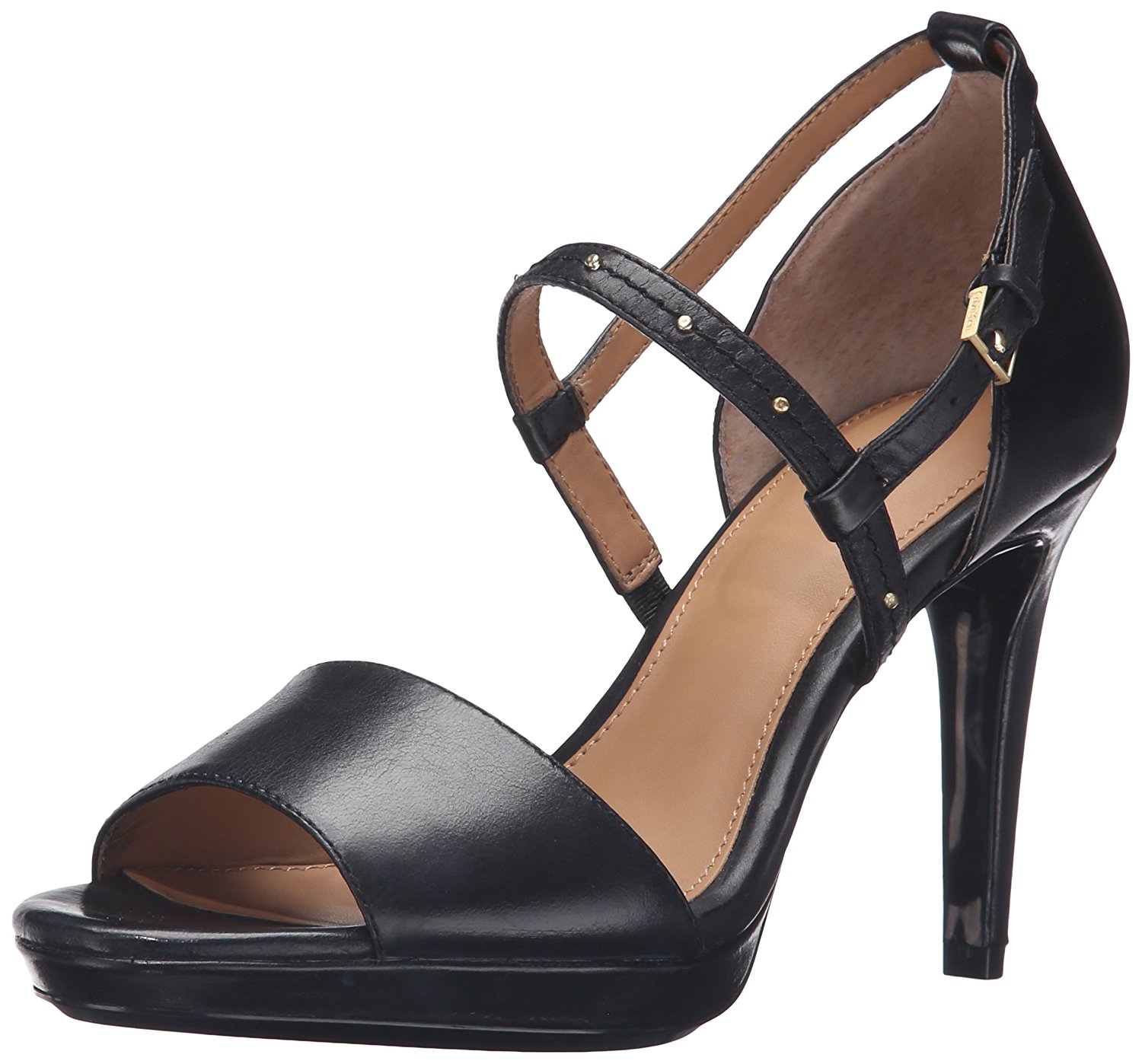 Calvin Klein Womens Pianna Leather Open Toe Casual Ankle Strap Black Size 95 Calvin Klein Womens Pianna Leather Open Toe Casual Ankle Strap Black Size 95