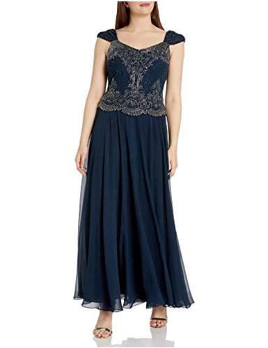 J Kara Women's Beaded Cap Sleeve Dress, Navy, 8, Navy, Size 8.0 unLR ...