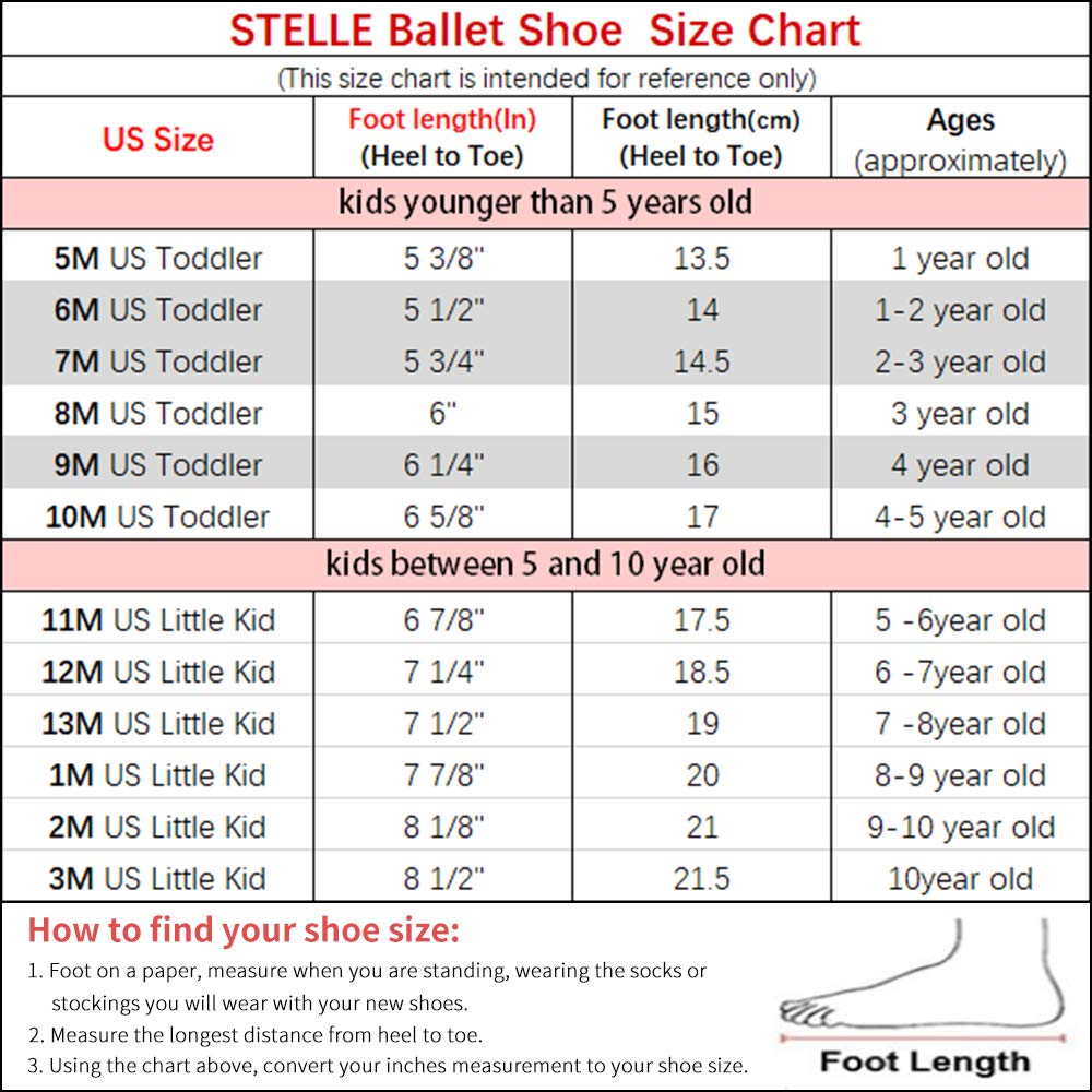 STELLE Girls Ballet Practice Shoes, Yoga Shoes for Dancing, Black, Size ...