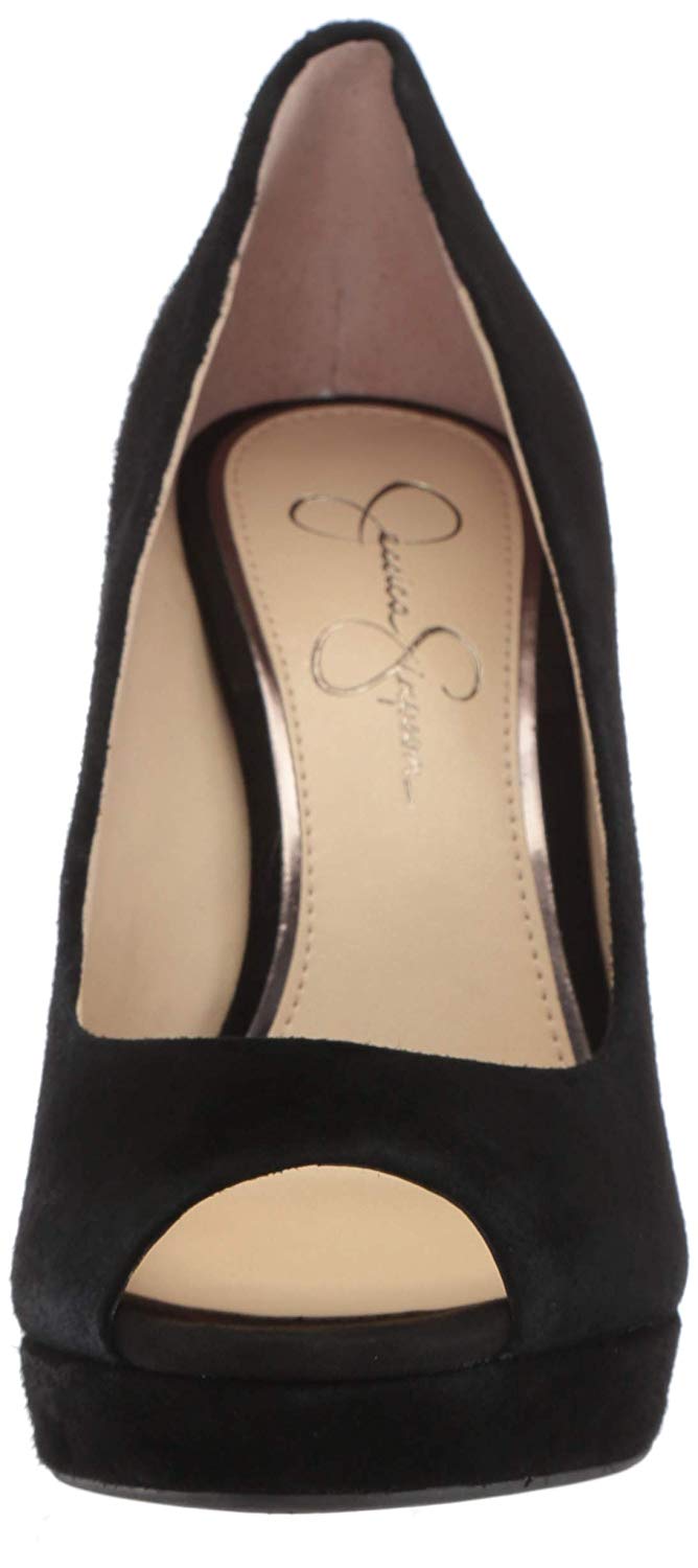 jessica simpson black patent leather peep toe pumps