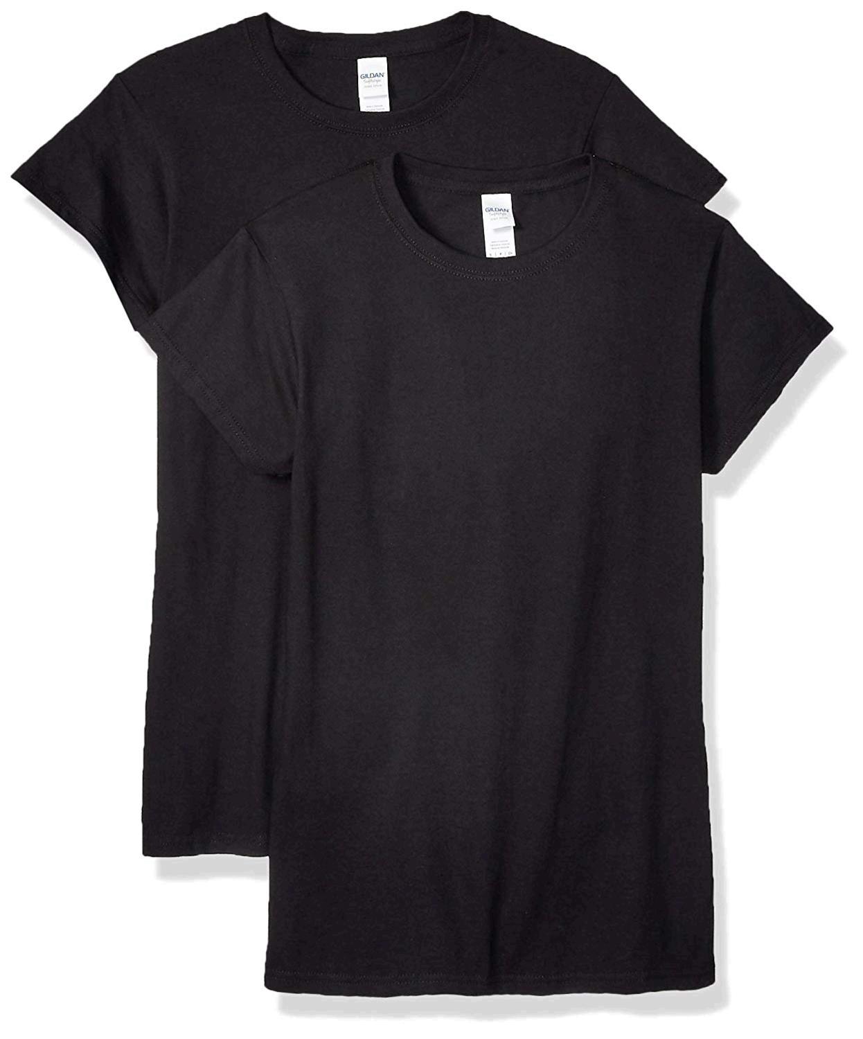 Gildan Women's Fitted Cotton T-Shirt, 2-Pack, Black, Medium, Black ...