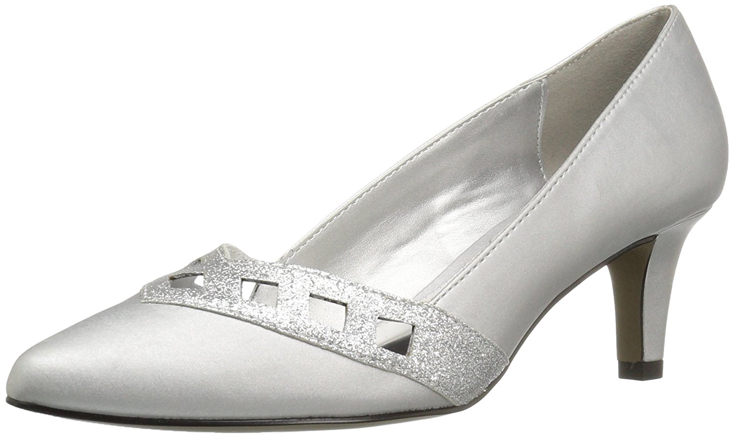 Easy Street Womens Valiant Closed Toe Classic Silver Satin/Glitter Size 10.0 W Easy Street Womens Valiant Closed Toe Classic Silver Satin/Glitter Size 10.0 W