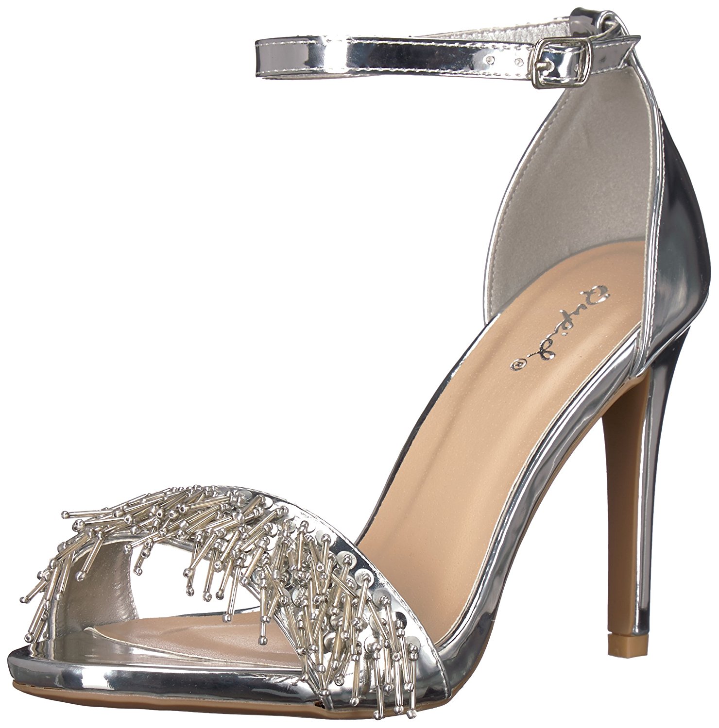 ankle strap sandals silver