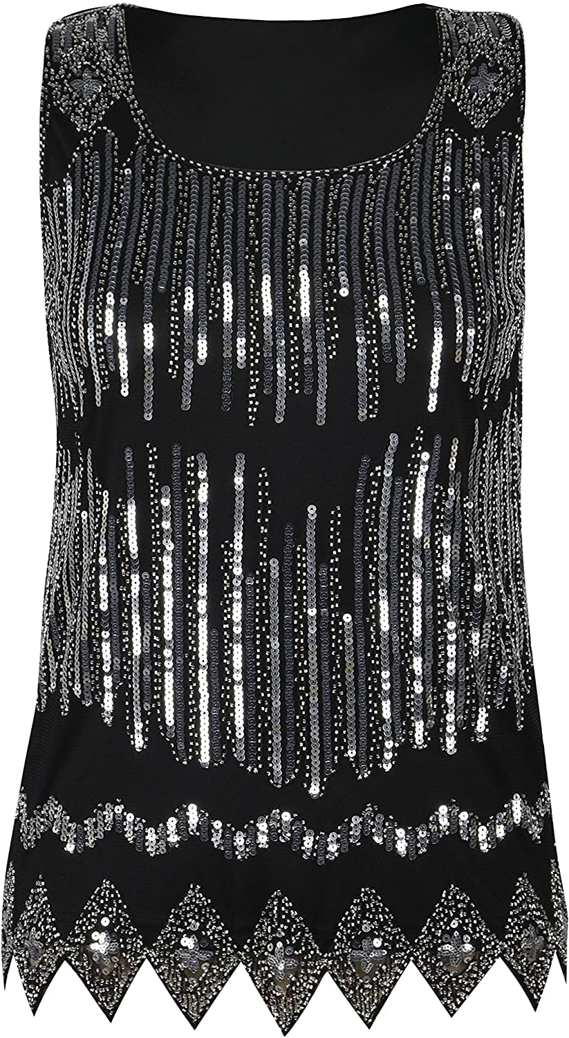 PrettyGuide Women's Sequin Top Flowy Sparkly Cocktail Tank, Silver, Size 18.0 Oq | eBay