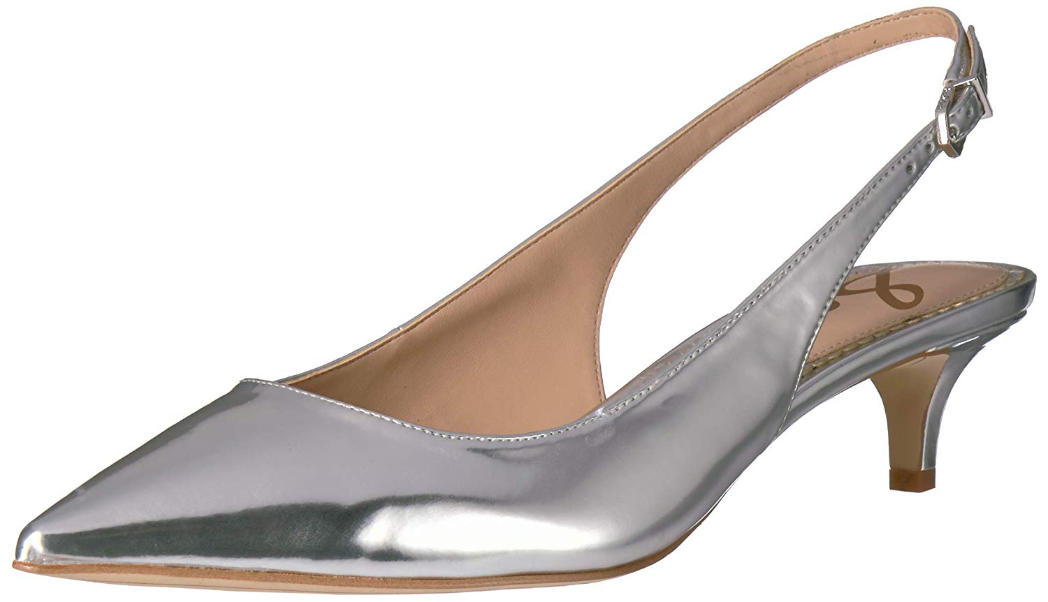 Sam Edelman Womens Ludlow Leather Pointed Toe Formal Slingback Silver Size Ebay