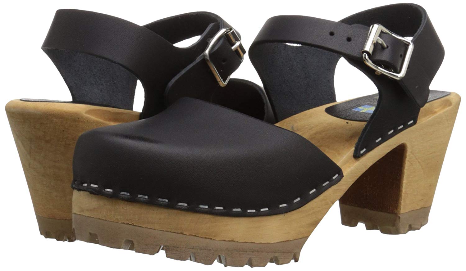 MIA Womens abba Leather Closed Toe Ankle Strap Clogs, Black, Size 9.0