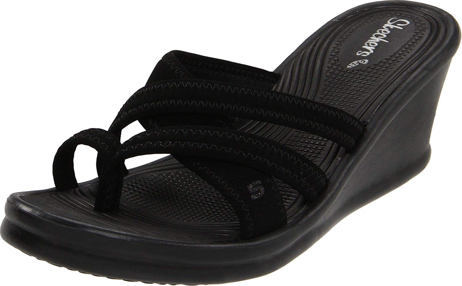 Skechers Cali Women's Rumblers-Beautiful People Wedge Sandal, Black, Size 9.0 qe | eBay