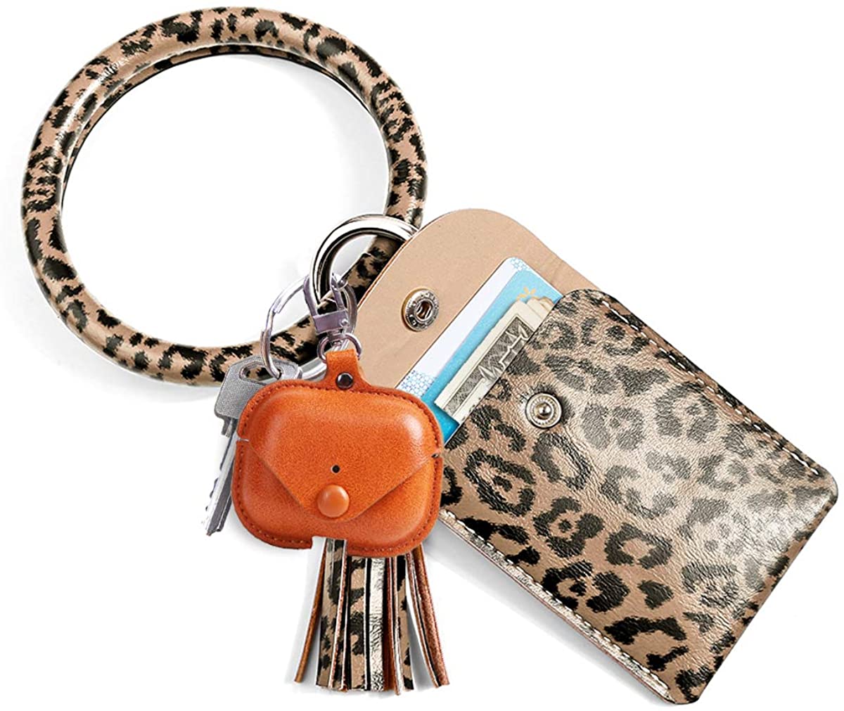 COOLANS Wristlet Bracelet Keychain Card, Leopard 01 Light Coffee, Size