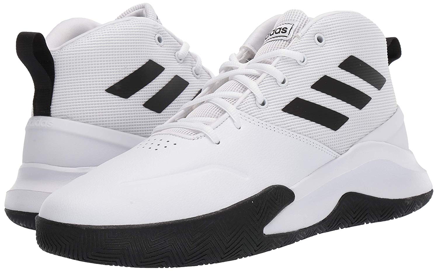 adidas Men�s Ownthegame Basketball Shoe, White/Black/White