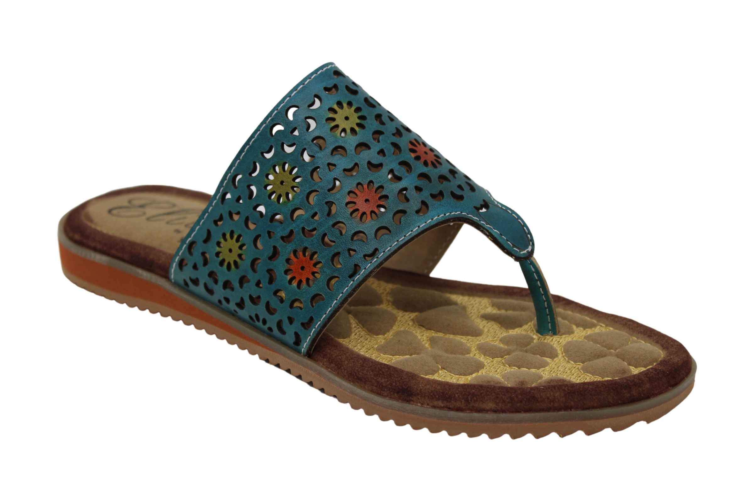 turquoise slide sandals