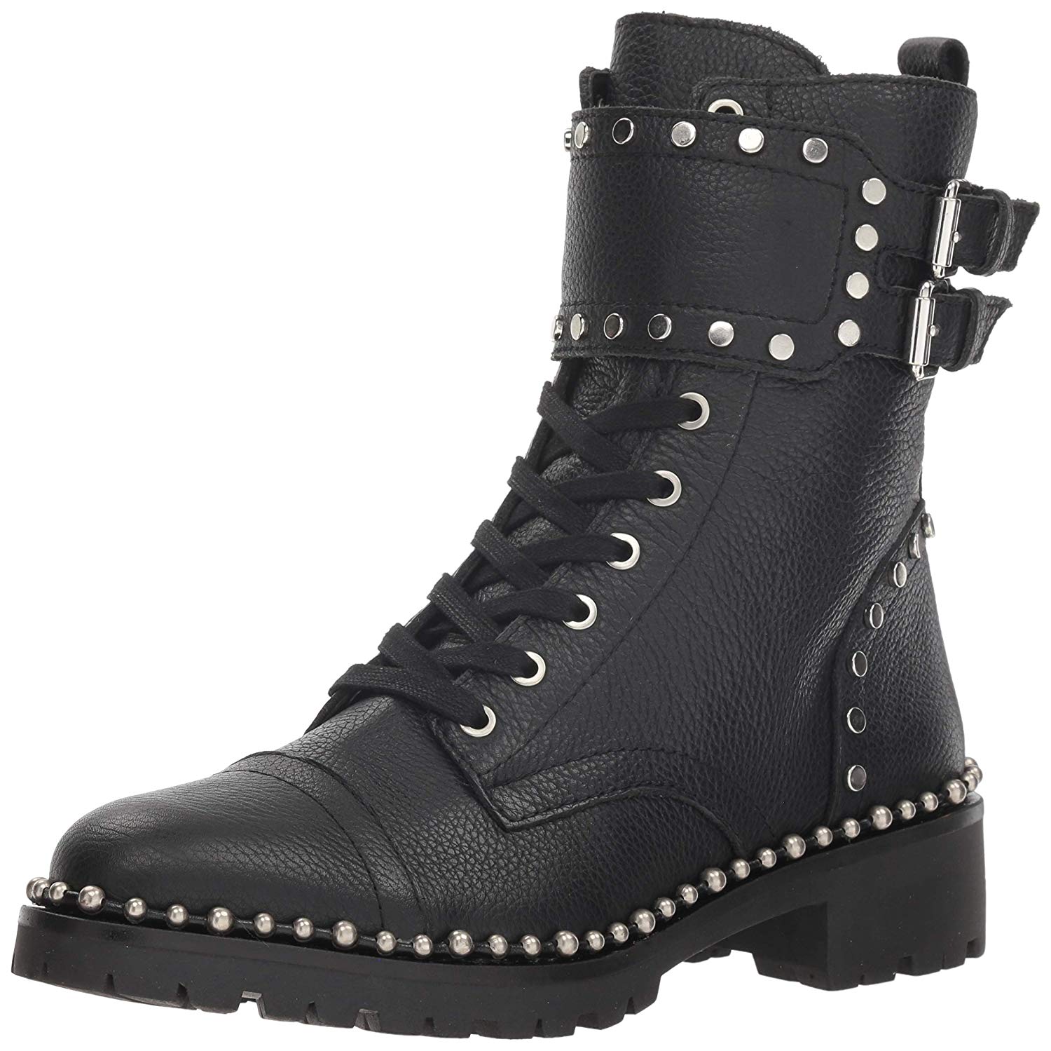 Sam Edelman Women's Jennifer Combat Boot, Black Leather, Size 7.5 Y9dE ...