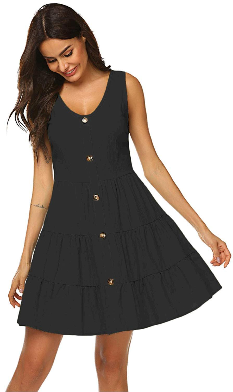 Halife Ruffle Dresses for Women Casual Summer Elegant Flared, Black ...