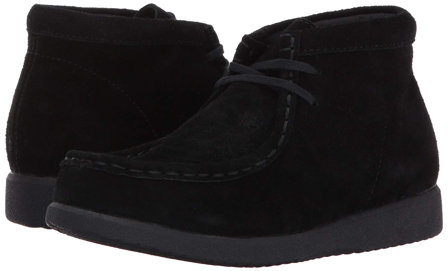 Kids Hush Puppies Boys Classic Fabric Ankle Lace Up Snow, Black Suede