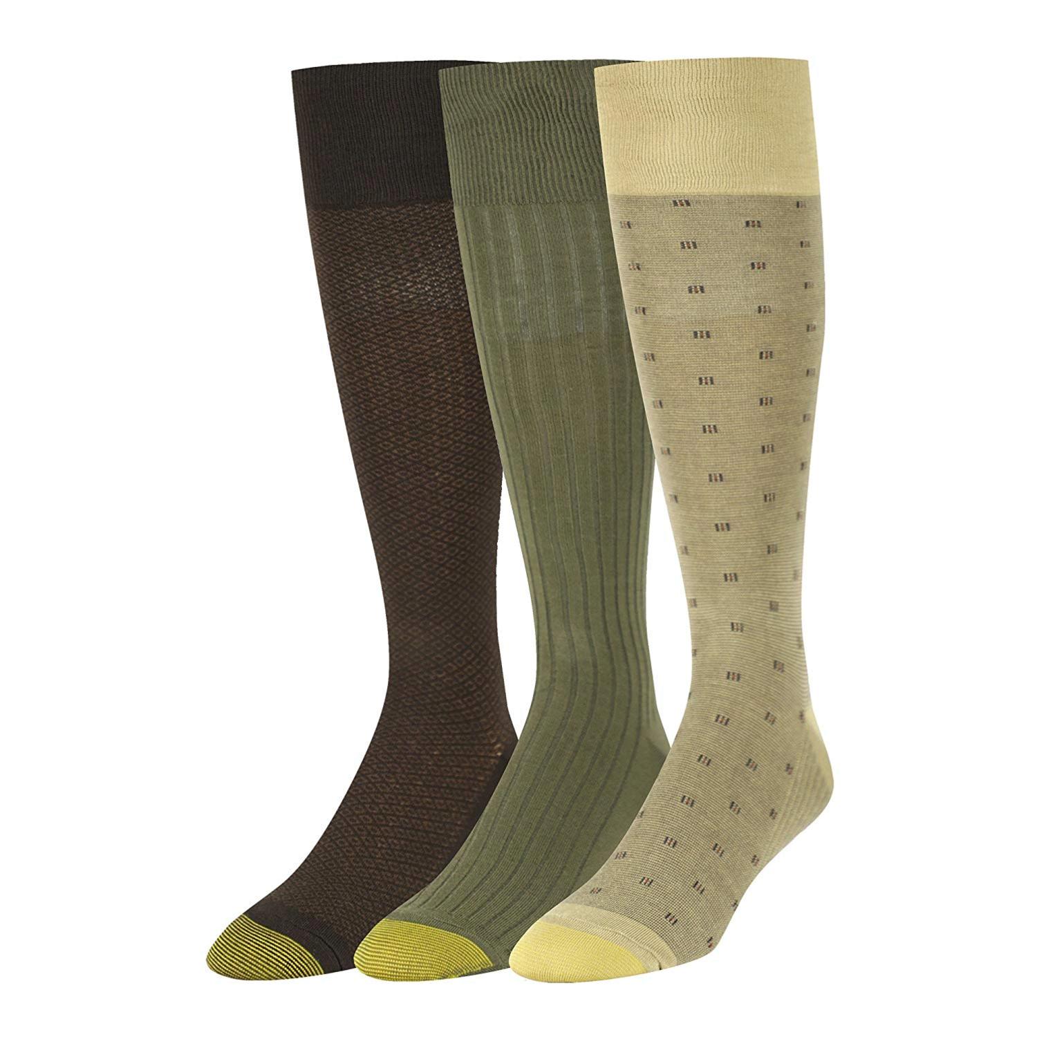 Gold Toe Men's Over The Calf Dress Socks, 3 Pairs,, Camel ...