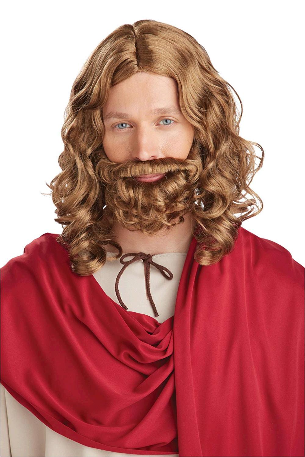 California Costumes Men's Jesus Wig and Beard Adult,, Brown, Size One ...