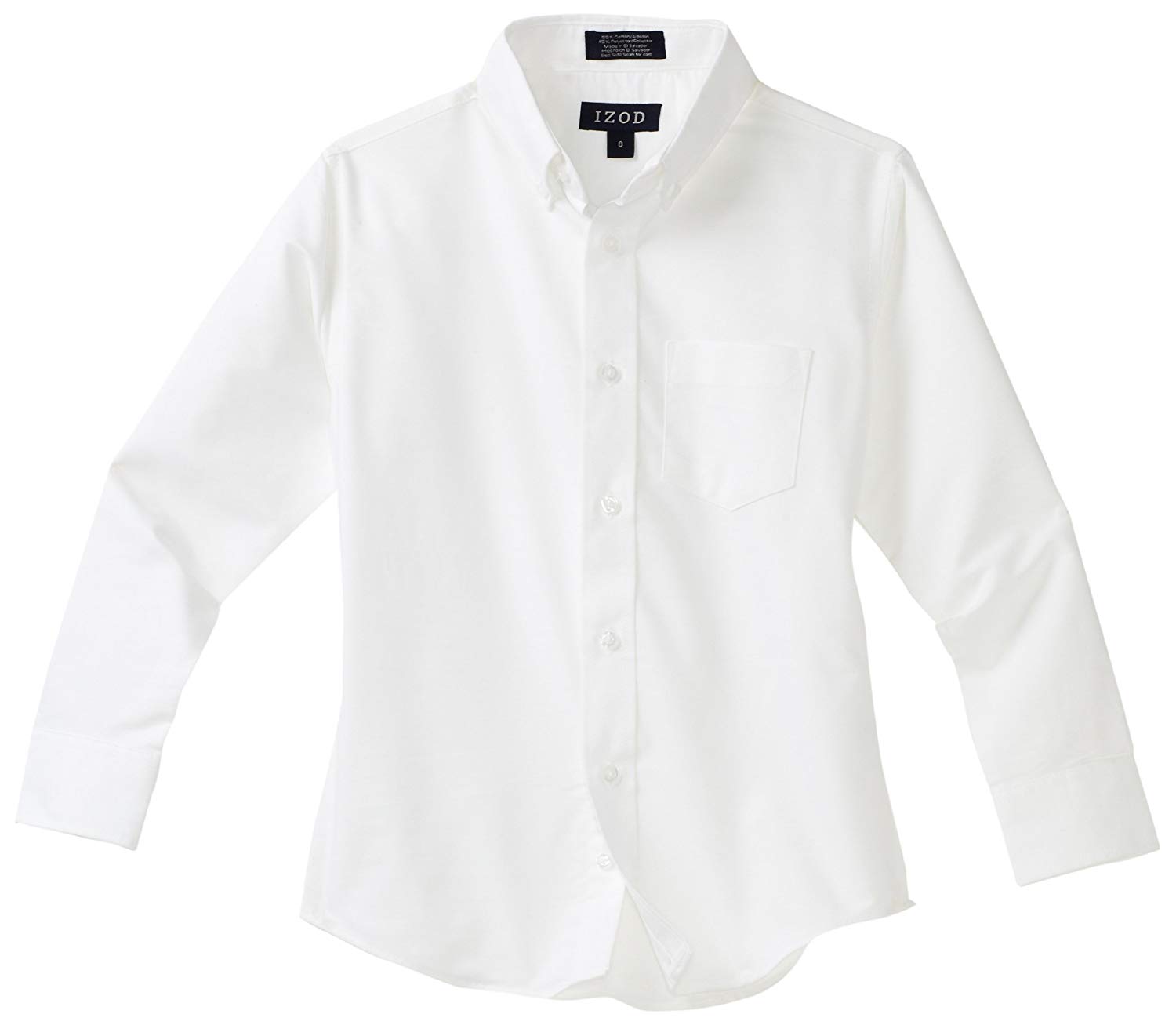 Izod boys Long Sleeve Solid Button-Down Oxford Shirt, White,, White ...