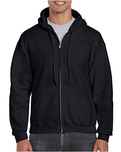 black zip up hoodie gildan