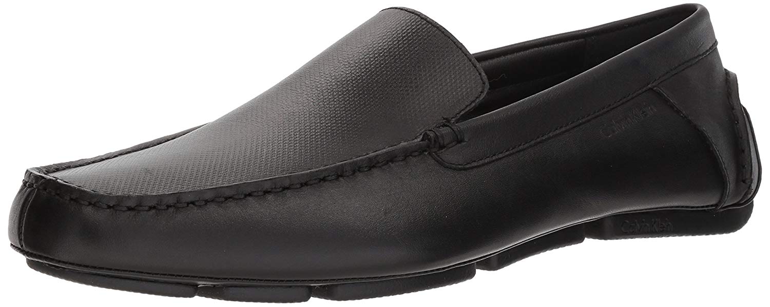 Calvin Klein Mens Miguel Leather Square Toe Slip On Shoes, Black, Size ...