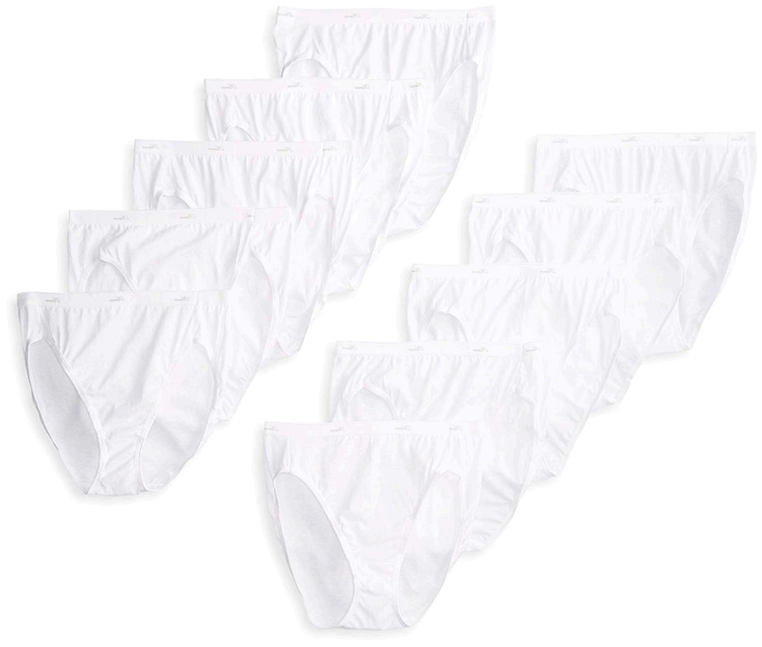 Hanes Women's Cotton Hi-Cut Panty, White, 9 (Pack of 10), White, Size 9 ...