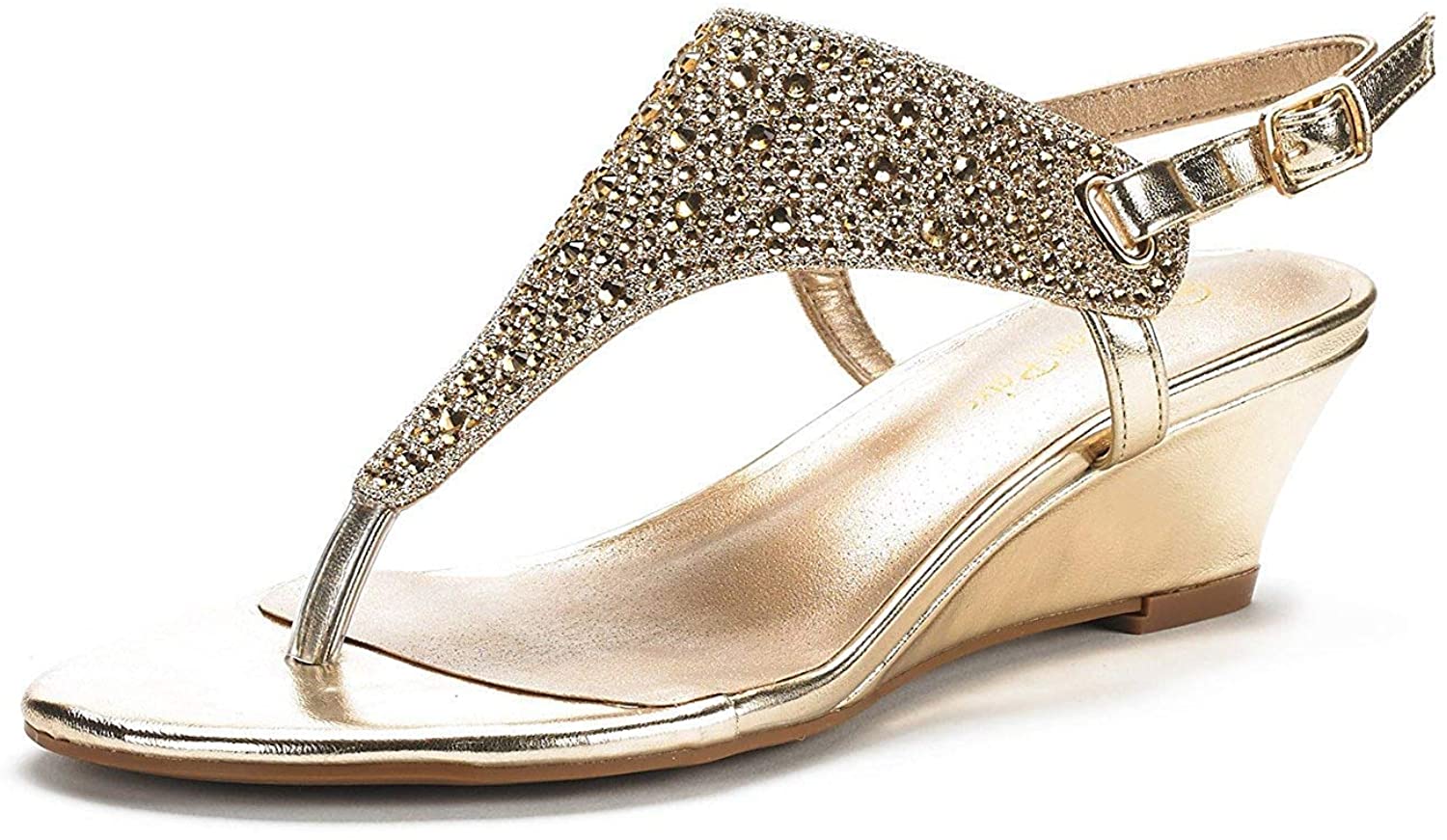 DREAM PAIRS Women�s Aditi Low Wedge Dress Sandals, New