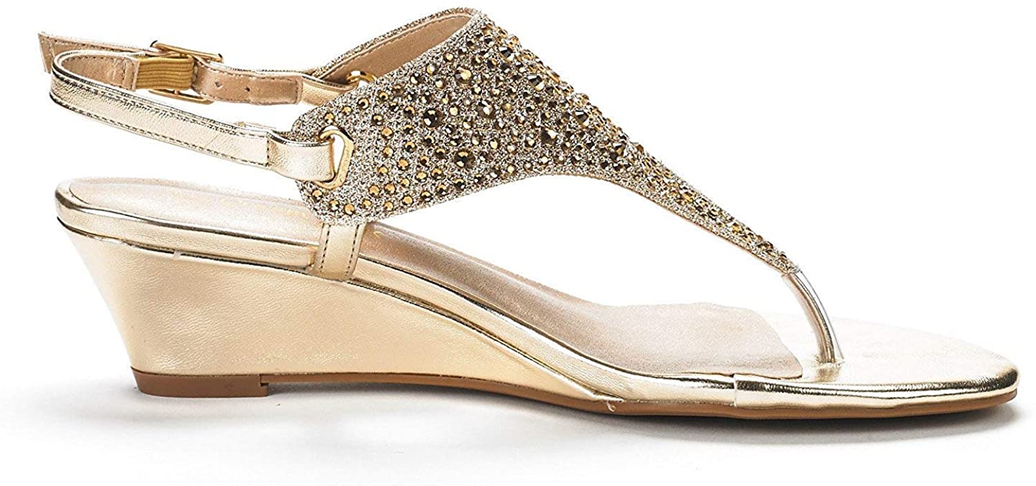 DREAM PAIRS Women�s Aditi Low Wedge Dress Sandals, New