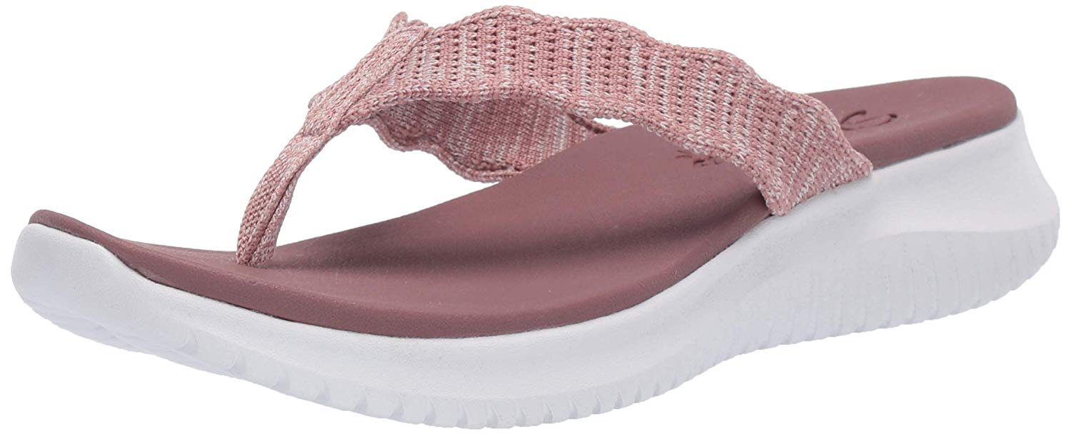 Skechers Women's Ultra Flex-Engineered Knit Flip-Flop, Mauve, Size 10.0 ...