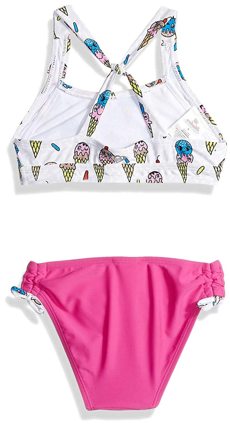 Skechers Big Girls' 2Piece Bikini Swim Suit, Fuchsia Ice Cream, Size