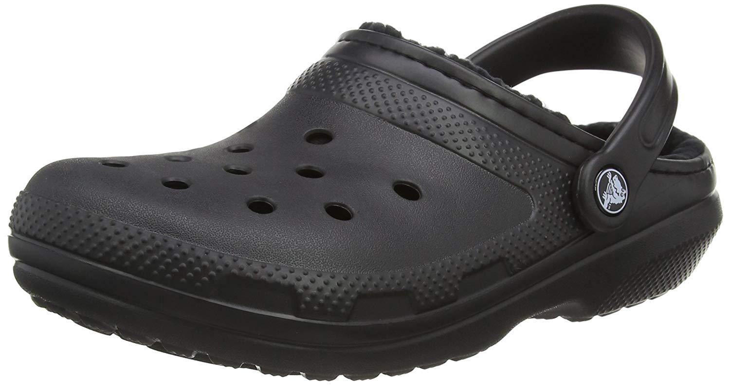 Crocs Mens   Womens Classic Fuzz Lined Clog Shoe  Great Indoor Or Outdoor Warm   Fuzzy Slipper Option Black Black C21ddbaa5dc9c8 