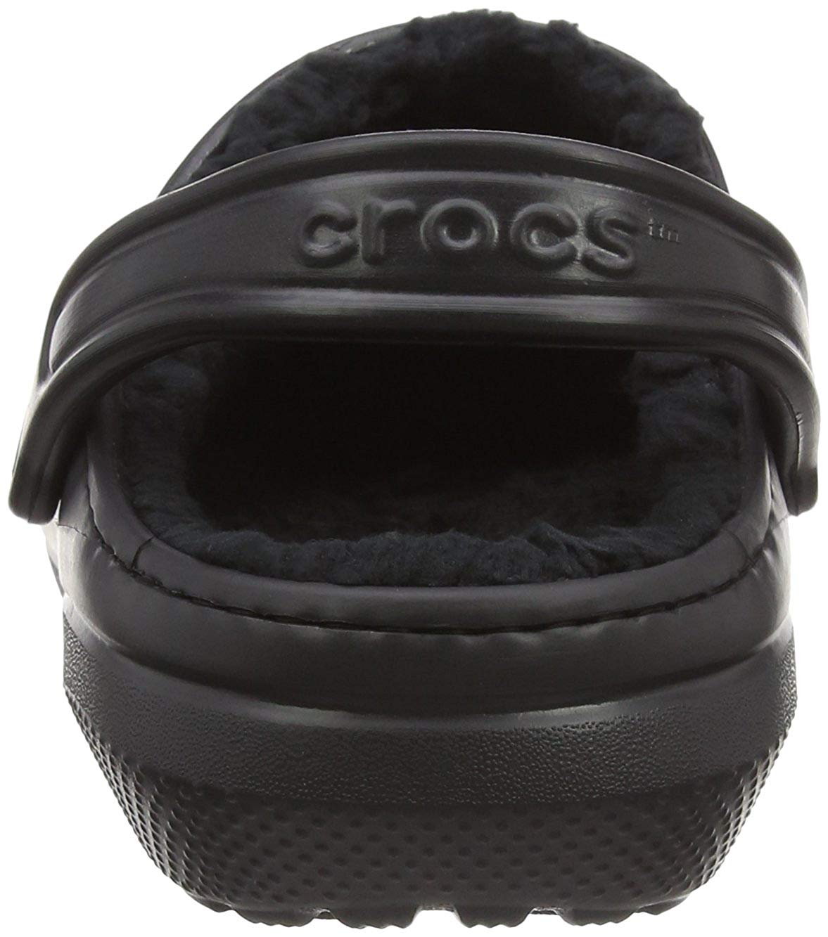 fuzz lined crocs black