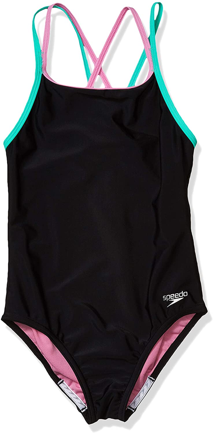 Speedo Girl S Swimsuit One Piece Solid Cross Back Multi Fuchsia Pink Size 12 0 Ebay