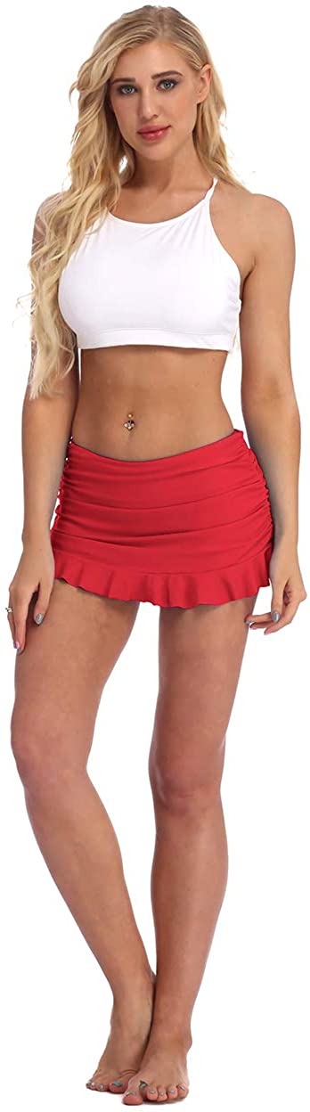 Seagoo Swim Skirt Bottoms For Women Bikini Skirted Slimming Red Size 5558