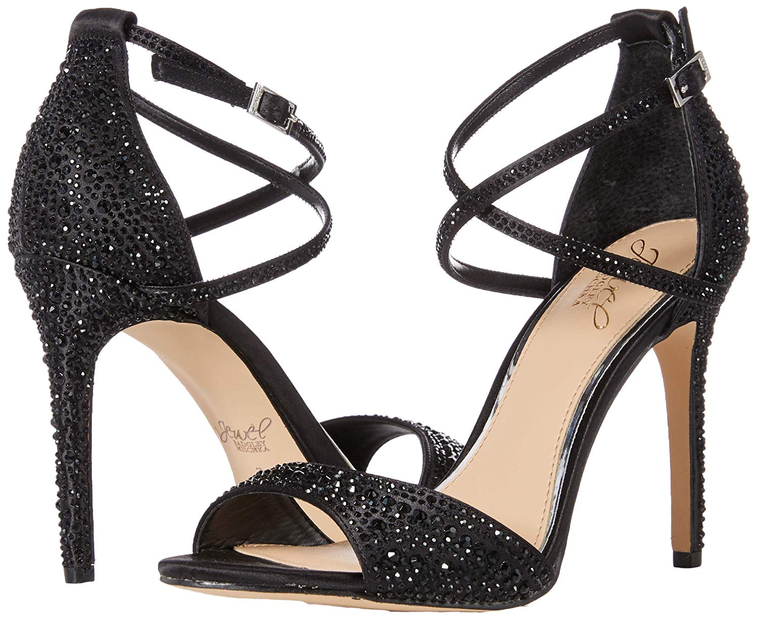 black satin 7 M US Jewel Badgley Mischka Womens DILLON Sandal