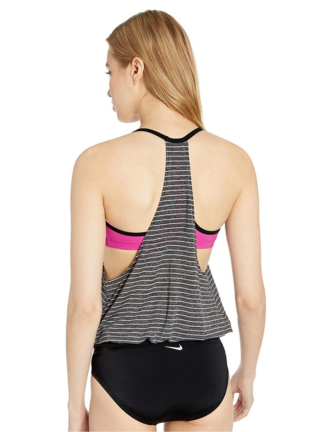 Nike Swim Women S Layered Sport Laser Fuchsia Heather Stripe Size X Large Ebay