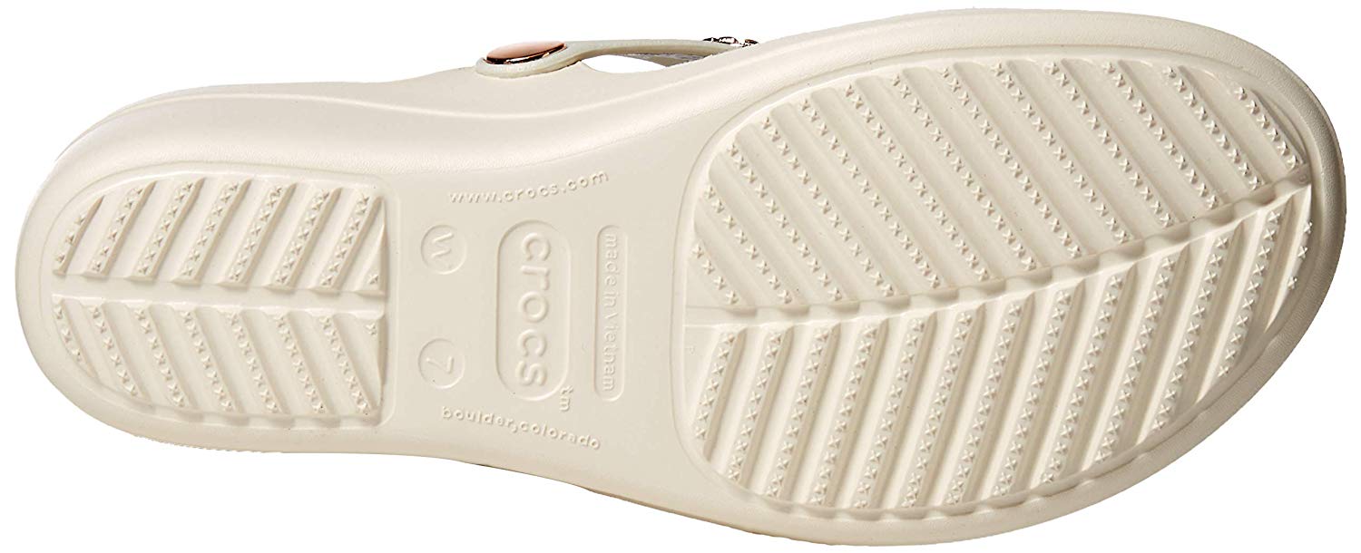 Crocs Women's Sanrah Diamante Wedge Flip, Oyster/Rose Gold, Size 9.0 cOGv | eBay