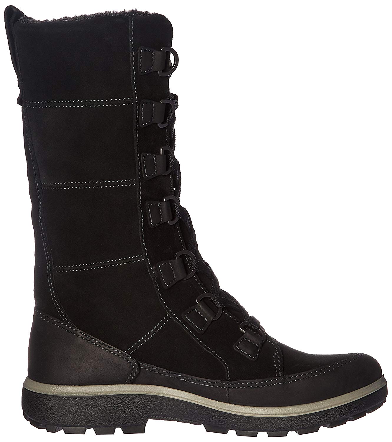 ECCO Womens Gora Leather Round Toe MidCalf Combat Boots, Black, Size 9