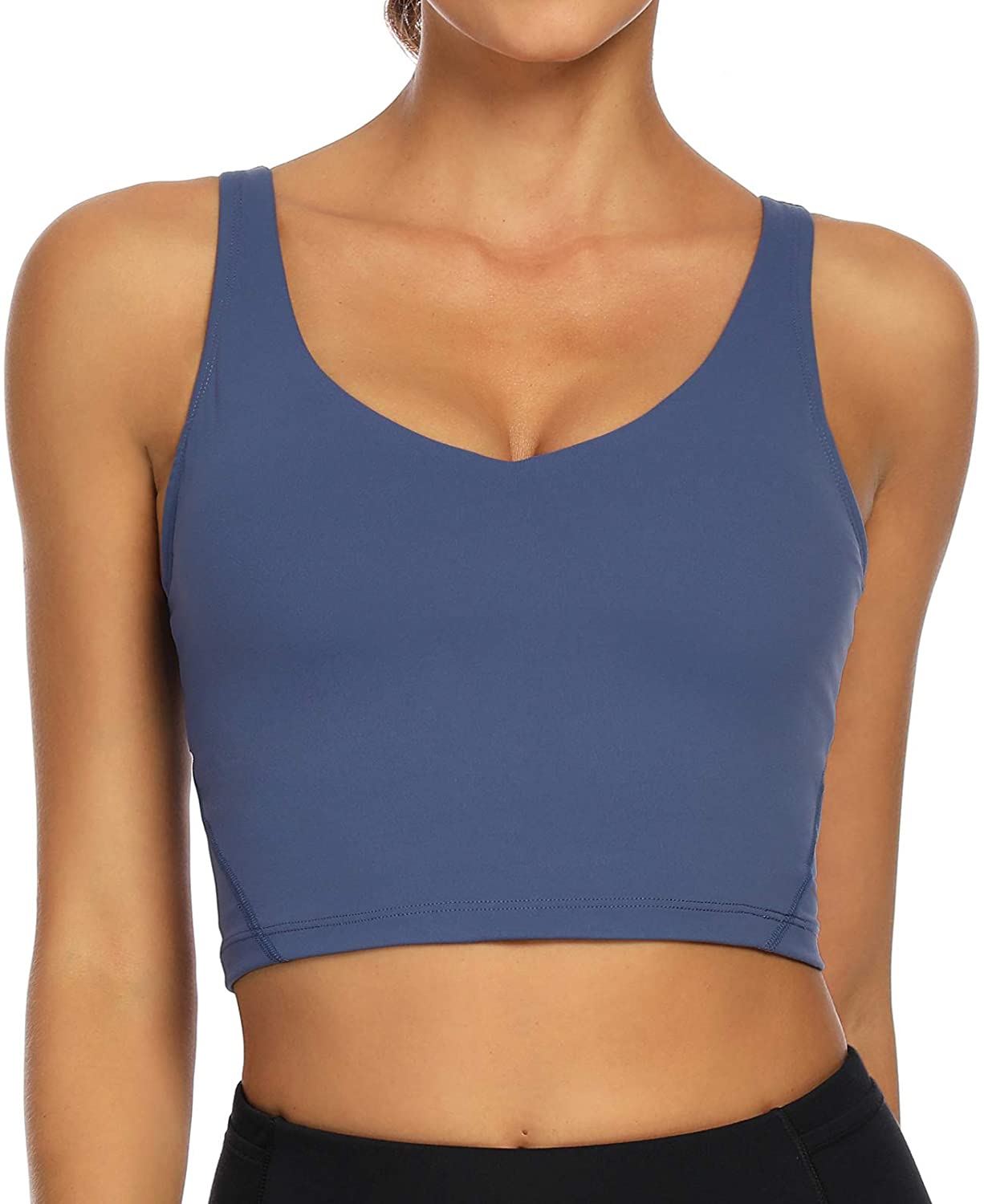 lemedy women sports bra longline crop tank top padded workout running yoga