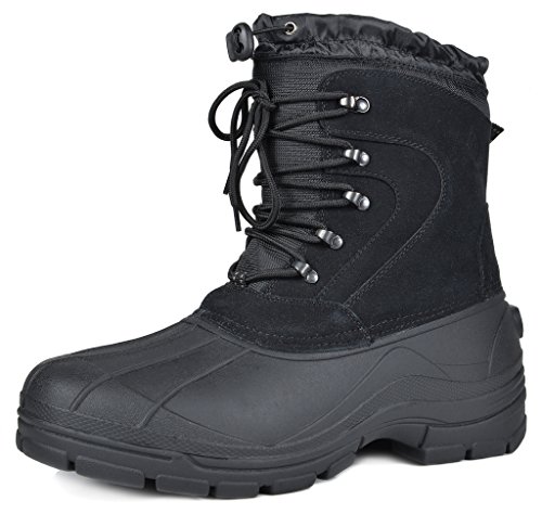 men's wide width all weather leather insulated winter snow boots